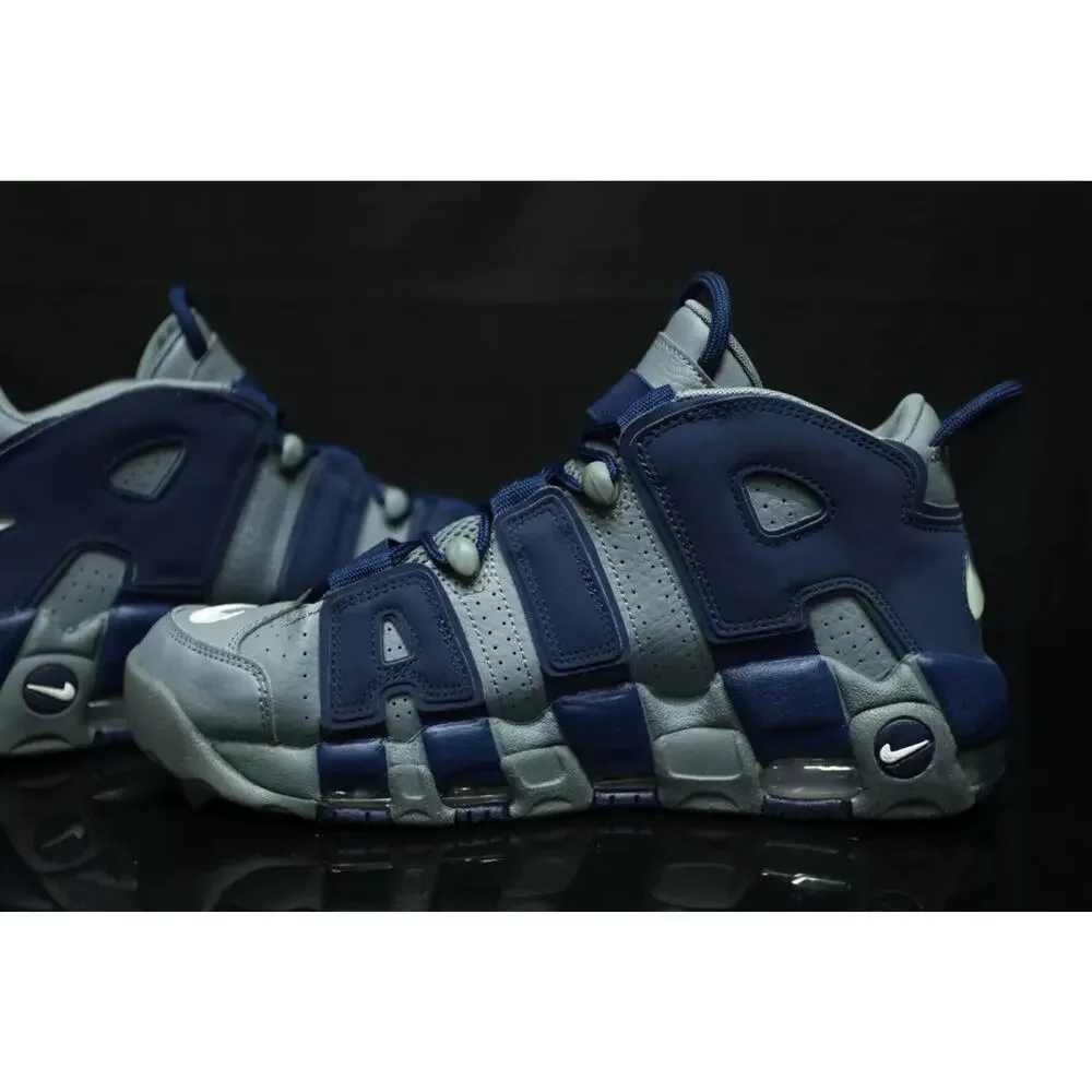 NIKE Air Uptempos Rare Georgetown Hoyas Shoes Cool Grey Navy Mens 8 Fast Ship